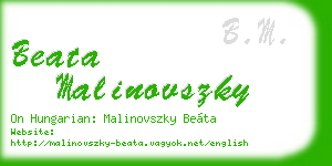 beata malinovszky business card