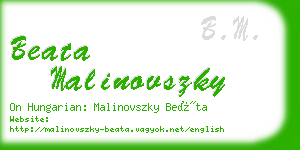 beata malinovszky business card